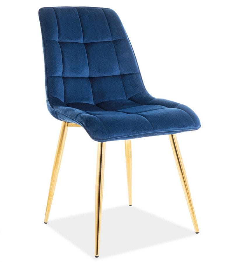 CASARREDO Jedálenská čalúnená stoličky SIK VEĽVET granátovo modrá/zlatá